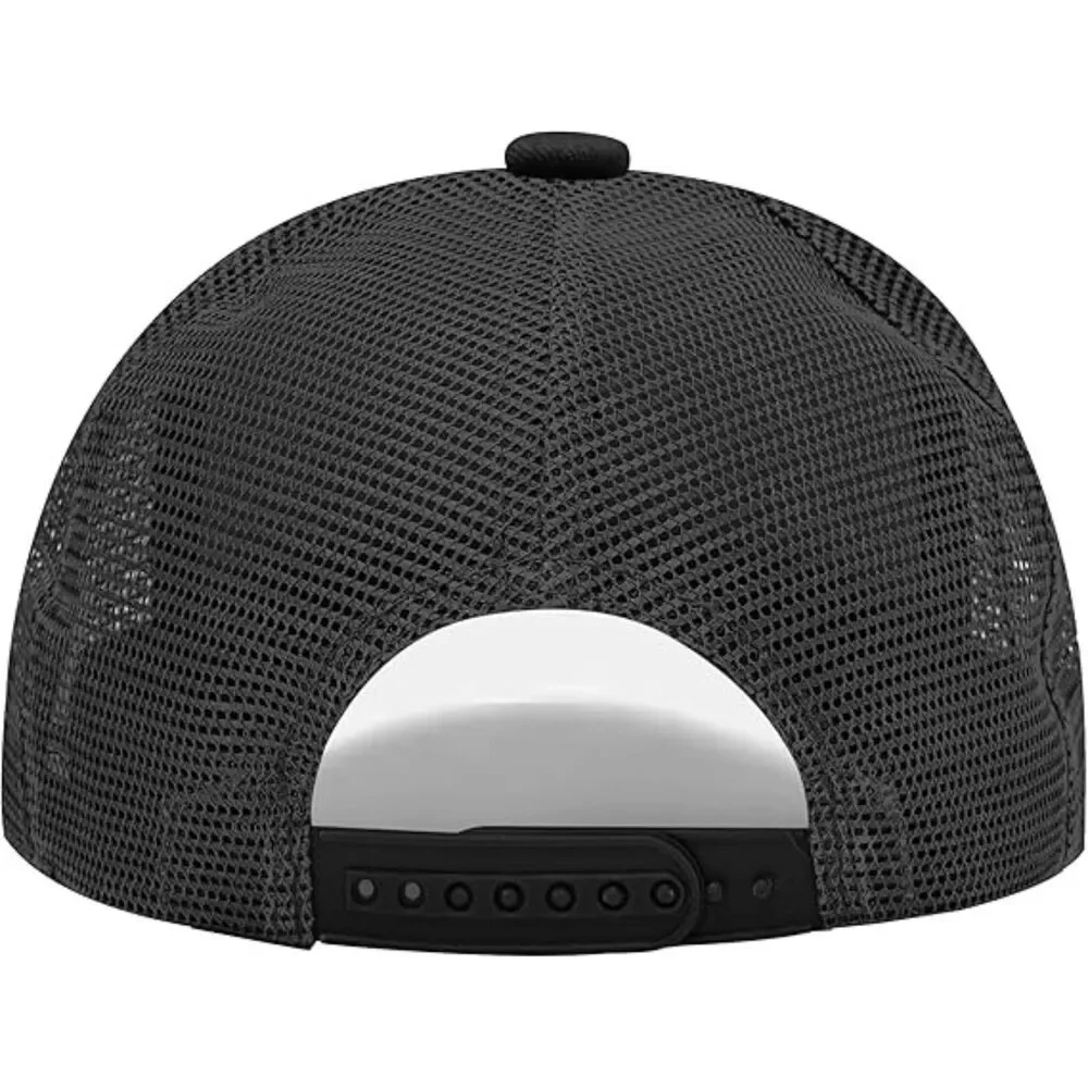 Unisex Mesh Black Gray Washed 100% Cotton Adjustable Strap Classic Baseball Cap
